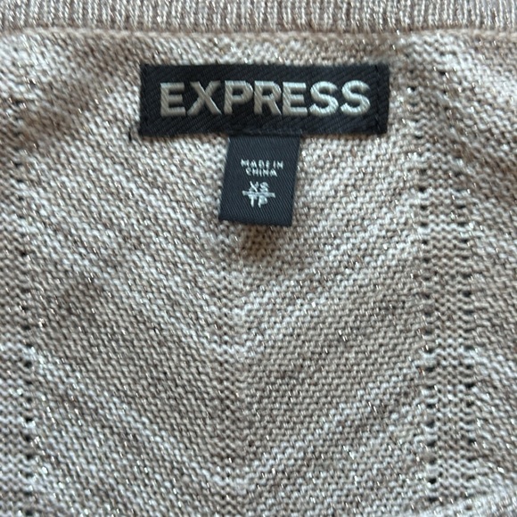 Like New Express Women’s Dress Bodycon Lightweight knit Tan Cream & silver XS - Picture 6 of 14